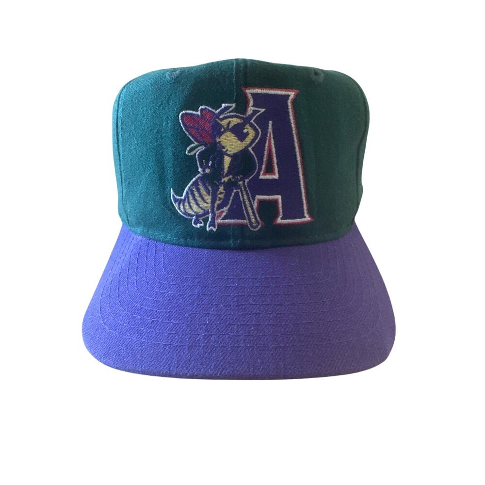 Vintage 90s Augusta GreenJackets MiLB Green Purple Snapback Baseball Hat